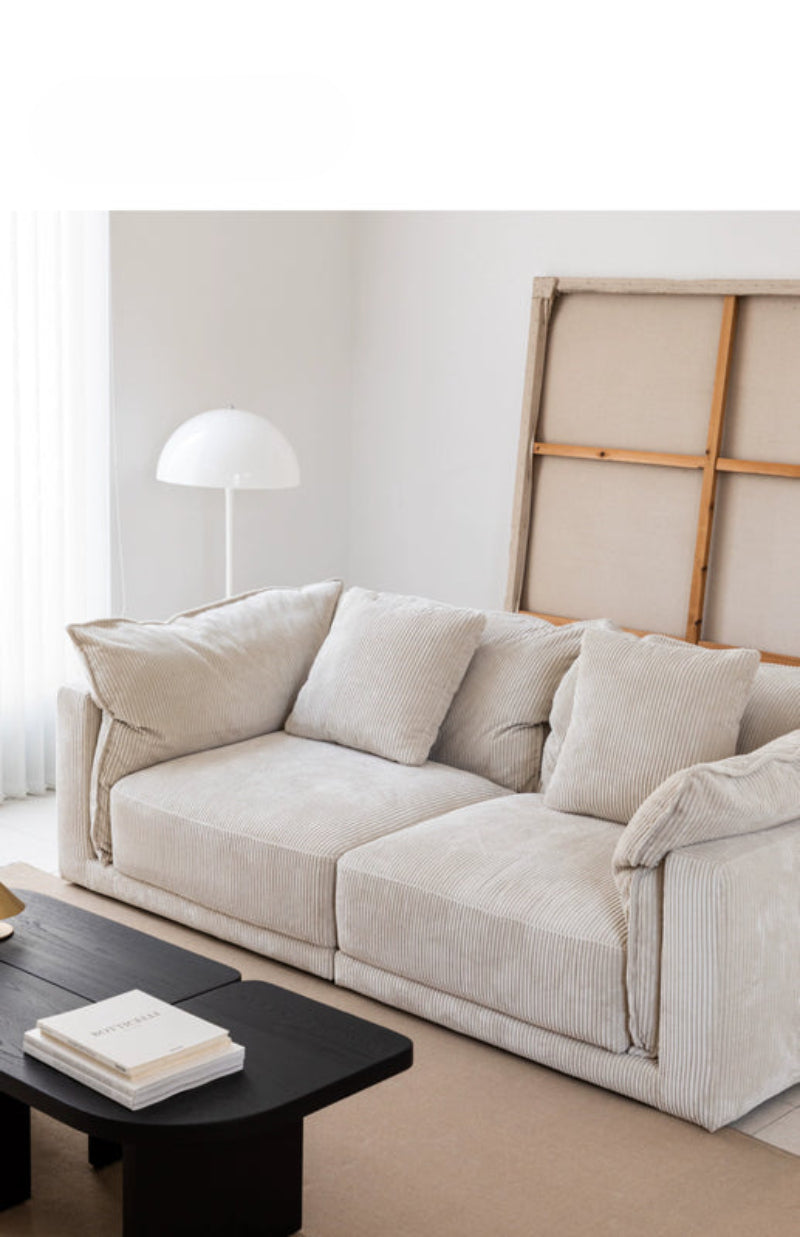 Blue Cotton and Linen Fabric Sofa Small Living Room Multi-person Removable and Washable Free Combination Module Straight Row