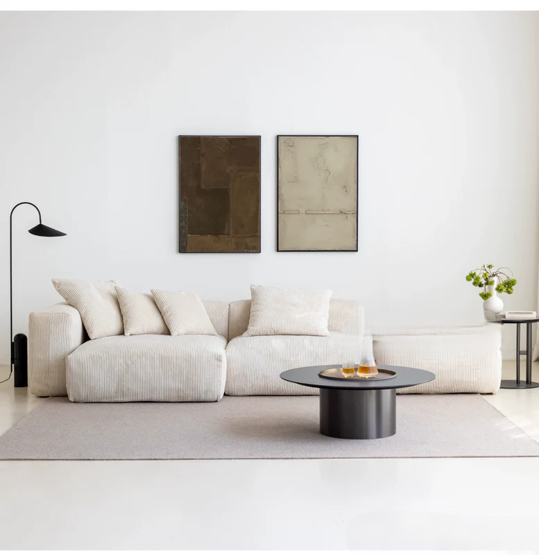 Home Furnishing Corduroy Fabric Modular Sofa Dark Blue Minimalist Free Combination Living Room Small Apartment Tofu Block