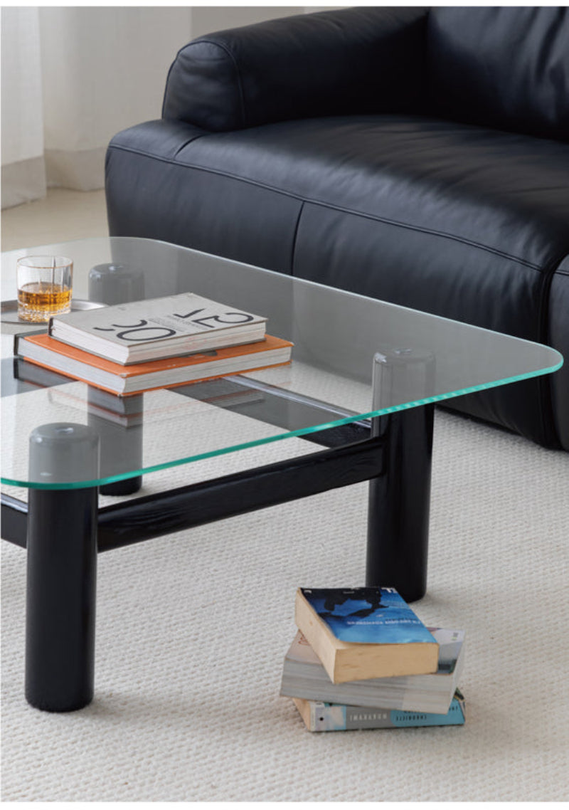 glass coffee table solid wood