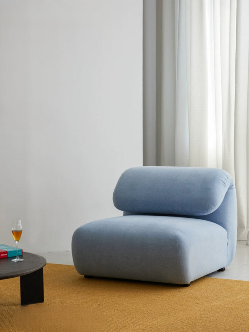 Home Furnishing Single Sofa Blue Italian Minimalist Living Room Fabric Folding Lazy Backrest Adjustable