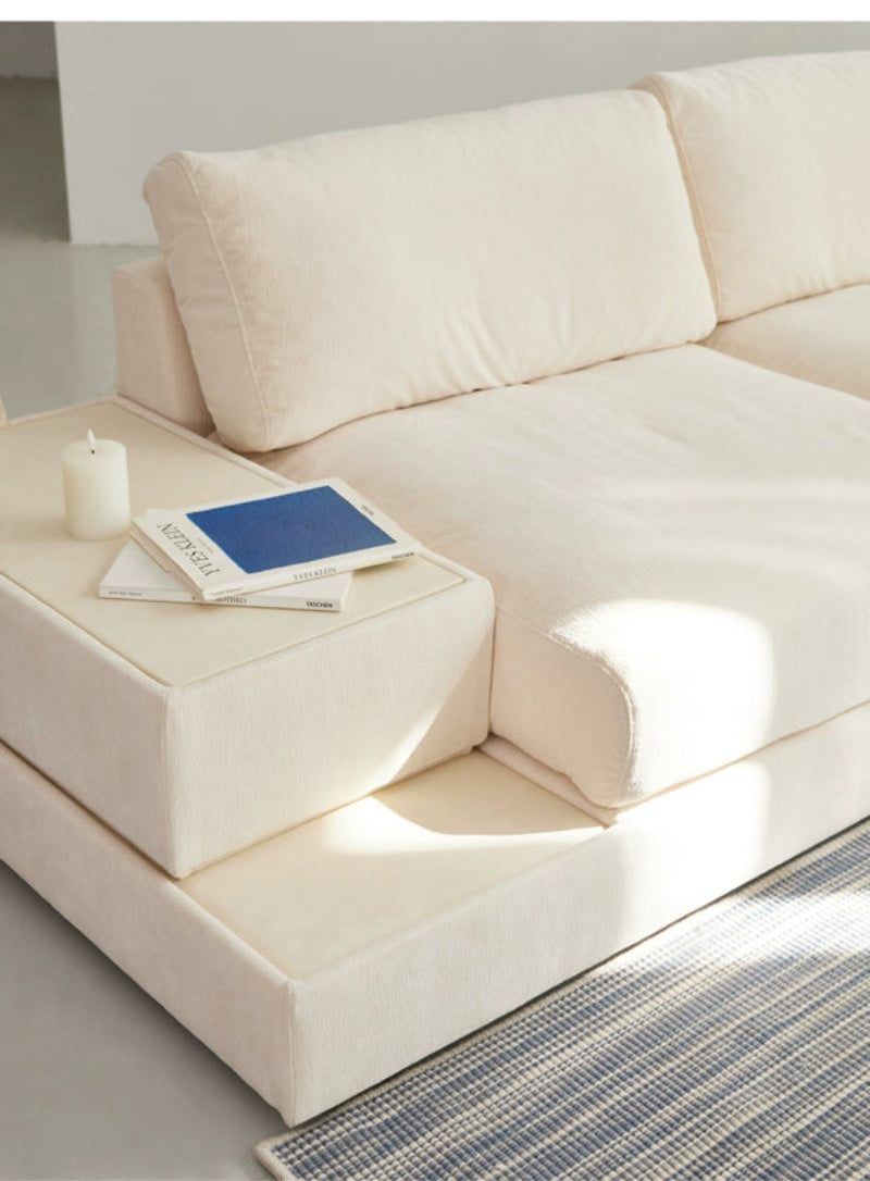 Home Furnishing Blue Fabric Chenille Module Living Room Straight Armrest Storage Box Tofu Block Supo Sofa