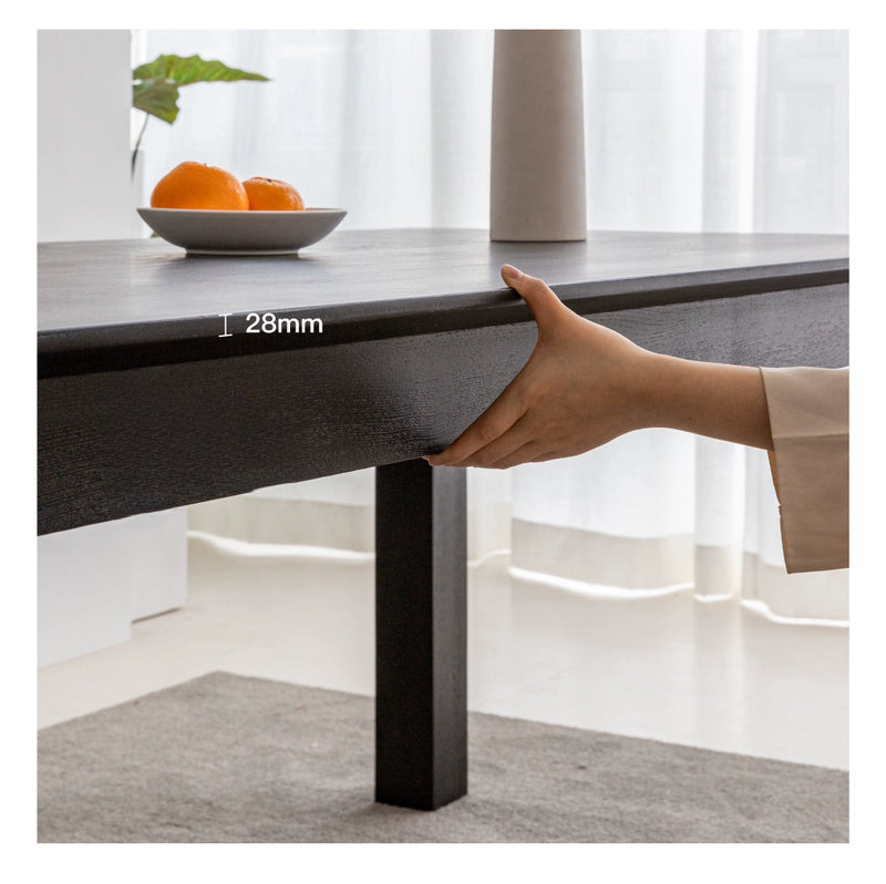 black solid wood dining table  rectangular ash wood