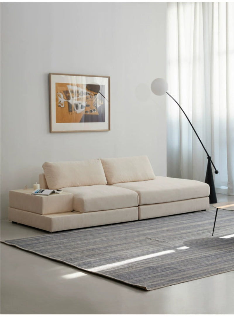 Home Furnishing Blue Fabric Chenille Module Living Room Straight Armrest Storage Box Tofu Block Supo Sofa