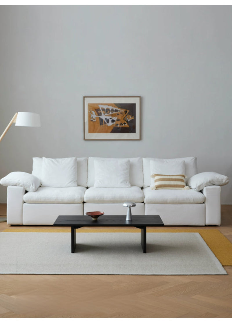 Home Furnishing Cloud Sofa Electric Style Removable and Washable Linen Fabric Down Sofa Can Be Lifted or Sleeped
