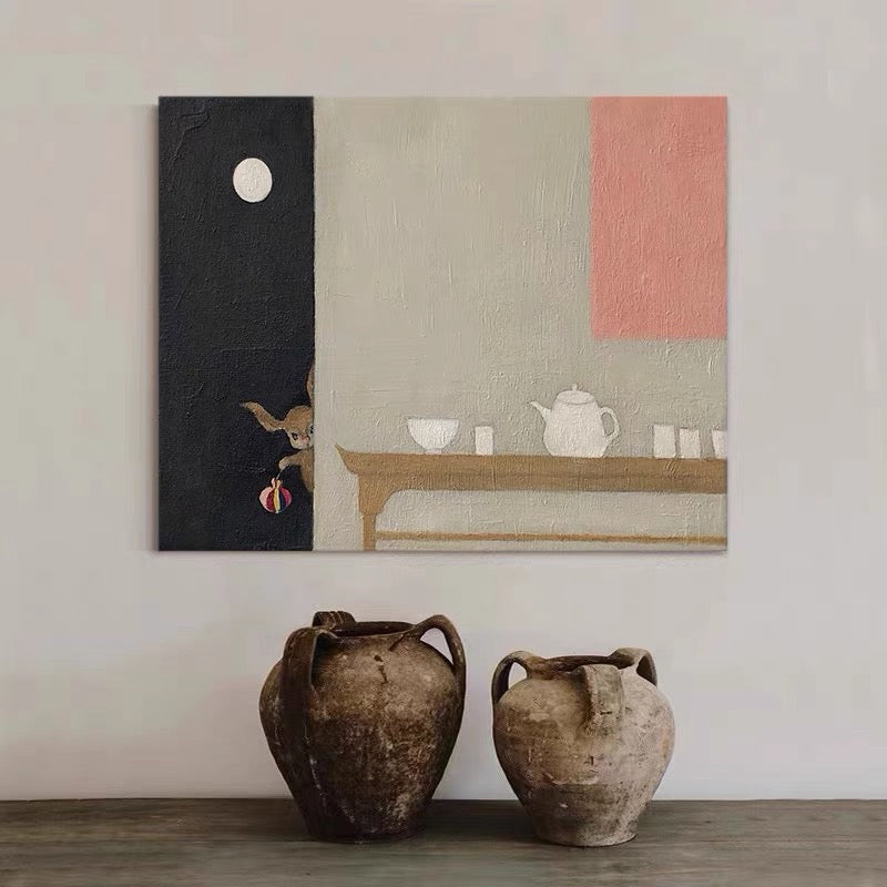 hand-painted oil painting "Under the Moonlight" living room silent wind hanging painting bedroom porch decorative painting handmade