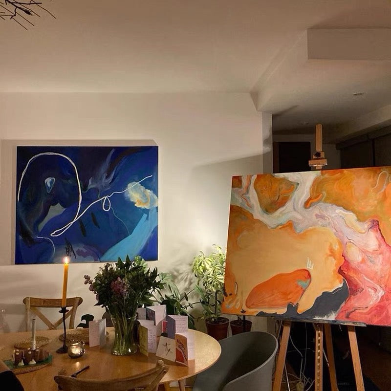 SevenArt modern abstract hand-painted oil painting large dining room wall painting living room sofa background painting porch hanging painting