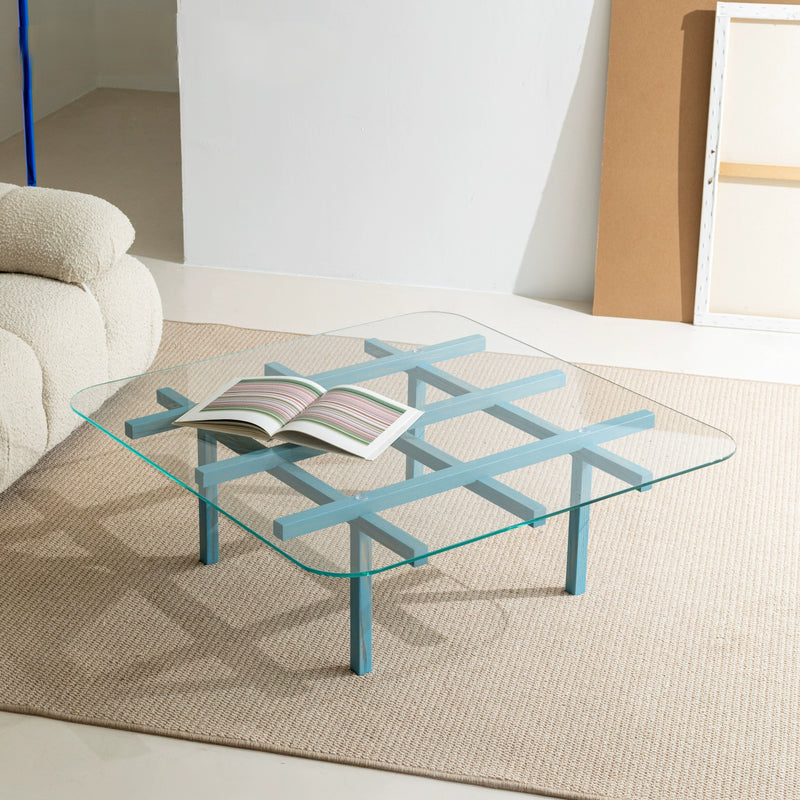 solid wood maze coffee table glass