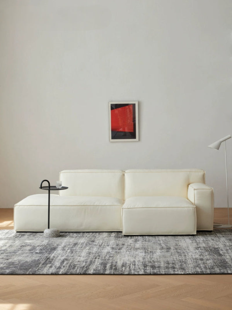 Home Furnishing Square Leather Sofa Module Combination Living Room Straight Leather Art Microfiber Leather Italian Minimalist Modern Simple