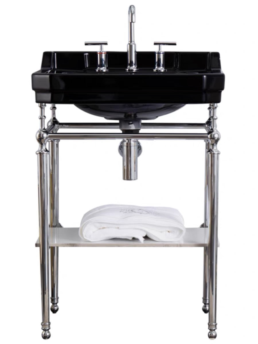 Hudson English Retro Brass Ceramic Bracket Washbasin - Black
