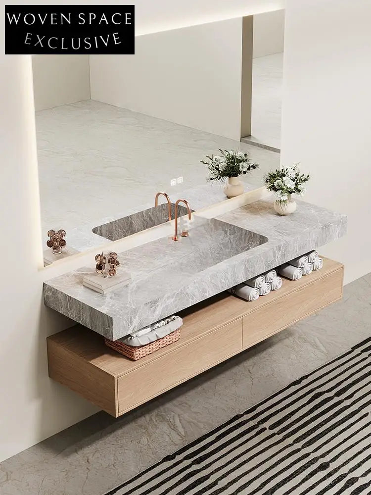 Inaya Red Cave Marble Wall-Mounted Sink