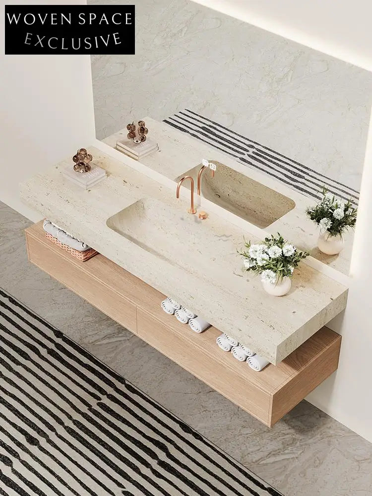 Inaya Red Cave Marble Wall-Mounted Sink