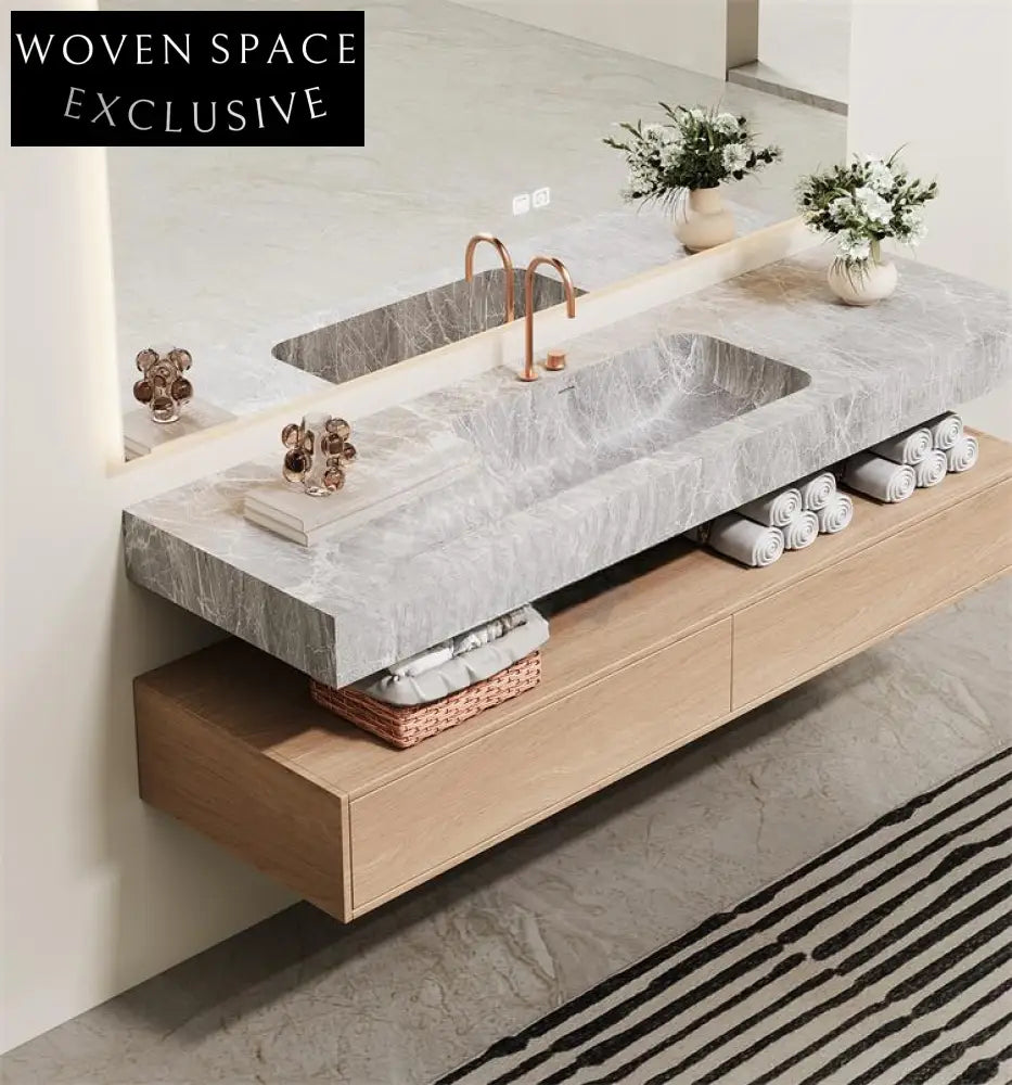 Inaya Red Cave Marble Wall-Mounted Sink