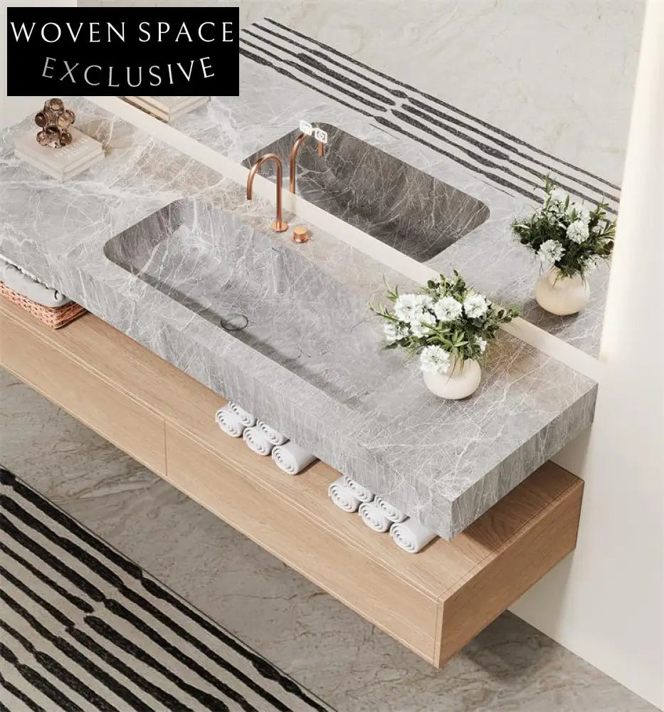 Inaya Red Cave Marble Wall-Mounted Sink