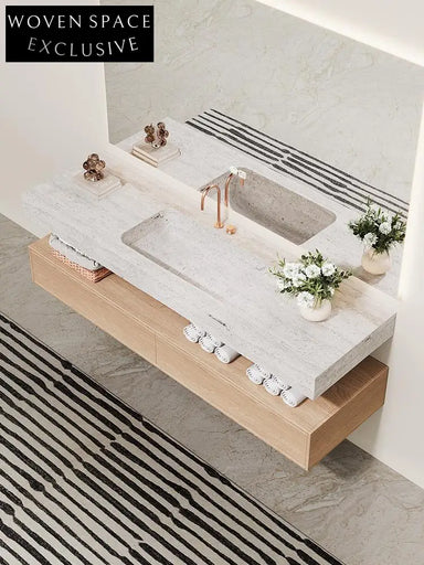 Inaya Red Cave Marble Wall-Mounted Sink