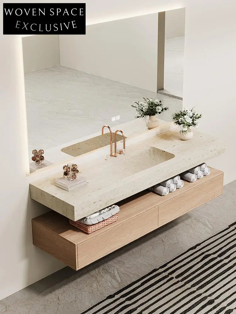 Inaya Red Cave Marble Wall-Mounted Sink