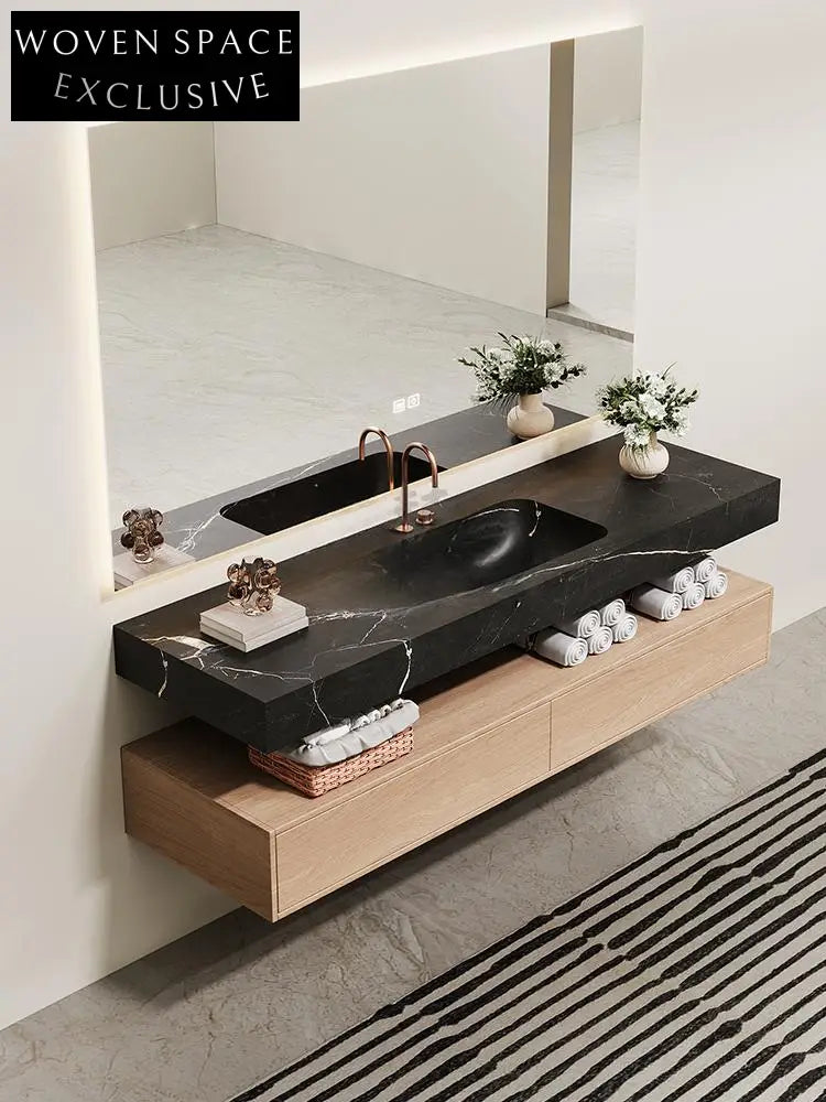 Inaya Red Cave Marble Wall-Mounted Sink