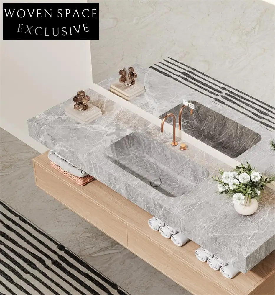 Inaya Red Cave Marble Wall-Mounted Sink