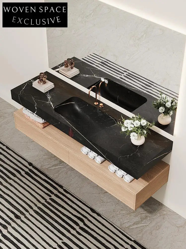 Inaya Red Cave Marble Wall-Mounted Sink