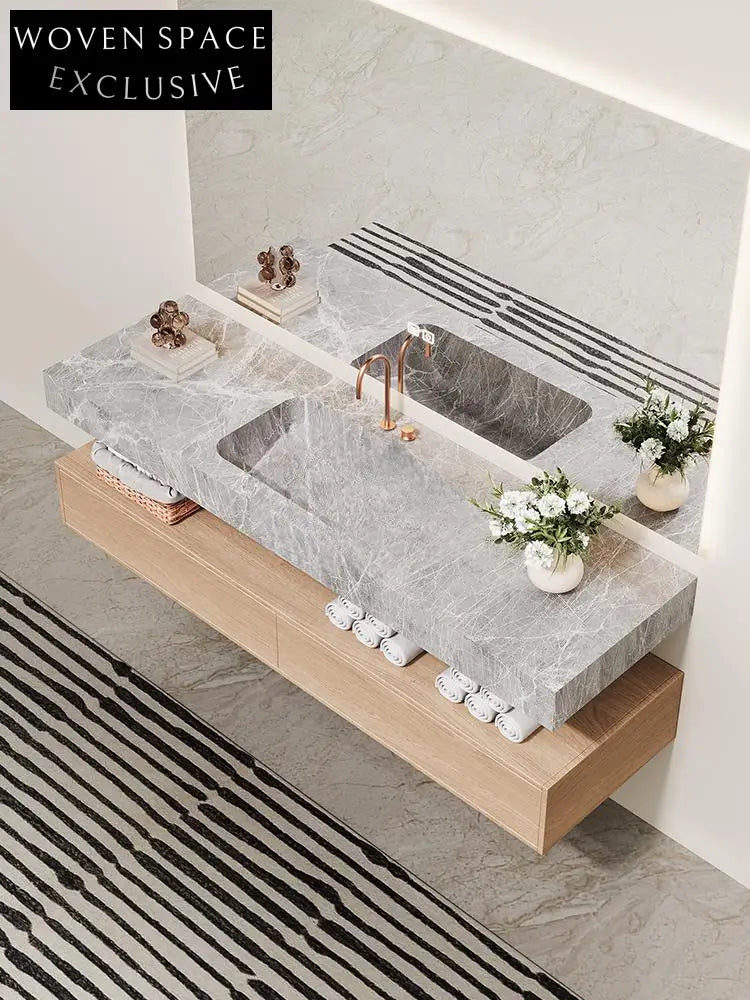 Inaya Red Cave Marble Wall-Mounted Sink