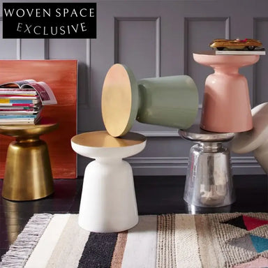 Industrial Antique Brass Metal Round Living Room Sofa Side Accent Coffee Table