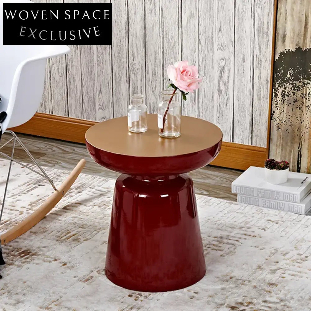 Industrial Antique Brass Metal Round Living Room Sofa Side Accent Coffee Table