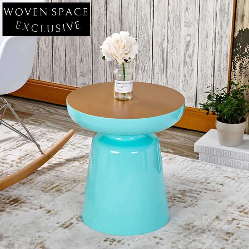 Industrial Antique Brass Metal Round Living Room Sofa Side Accent Coffee Table