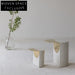 Chic Concrete & Gold Nesting Side Tables - Stackable Round Coffee Table Set