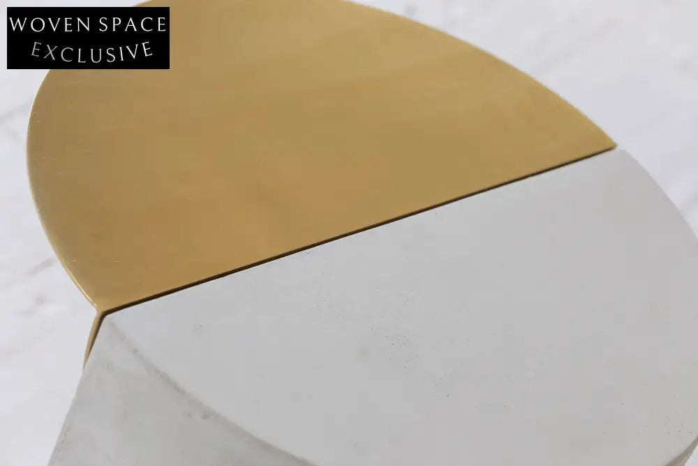 Chic Concrete & Gold Nesting Side Tables - Stackable Round Coffee Table Set