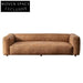 Industrial Leather Living Room Sofa, Retro Camel Brown Couch