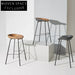 Industrial Retro Leather High Back Bar Stool with Sturdy Metal Frame