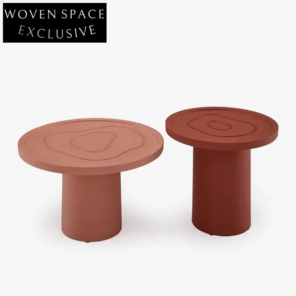 Industrial Solid Wood Round Coffee Table - Modern Living Room End Tea Table