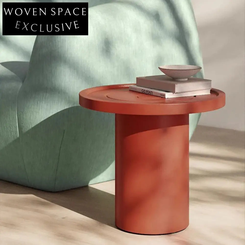 Industrial Solid Wood Round Coffee Table - Modern Living Room End Tea Table