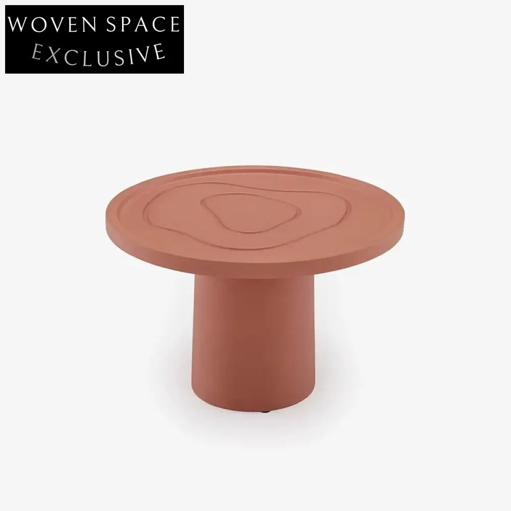 Industrial Solid Wood Round Coffee Table - Modern Living Room End Tea Table