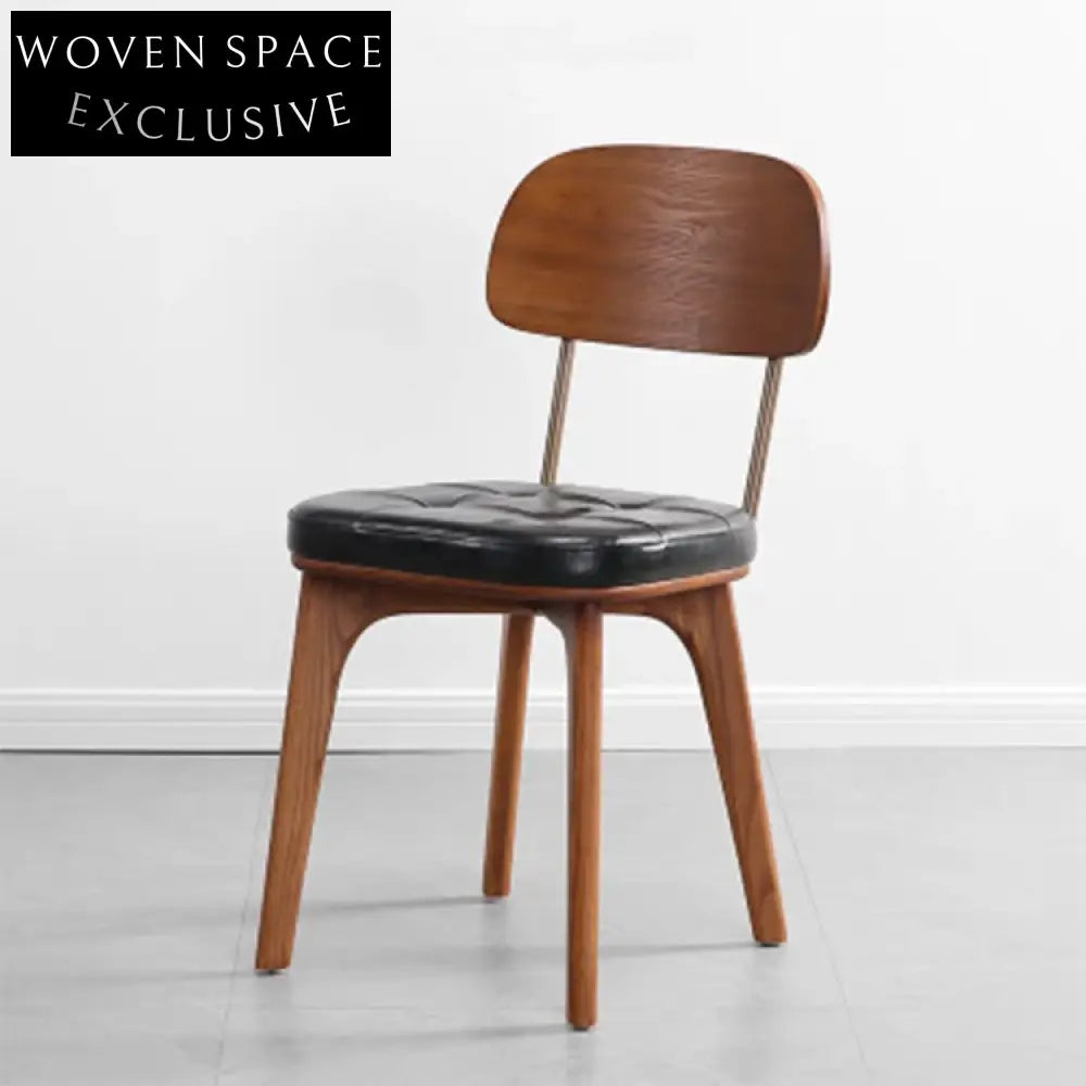 Industrial Style Metal Dining Chair, Comfortable Cushion, Solid Wooden Legs