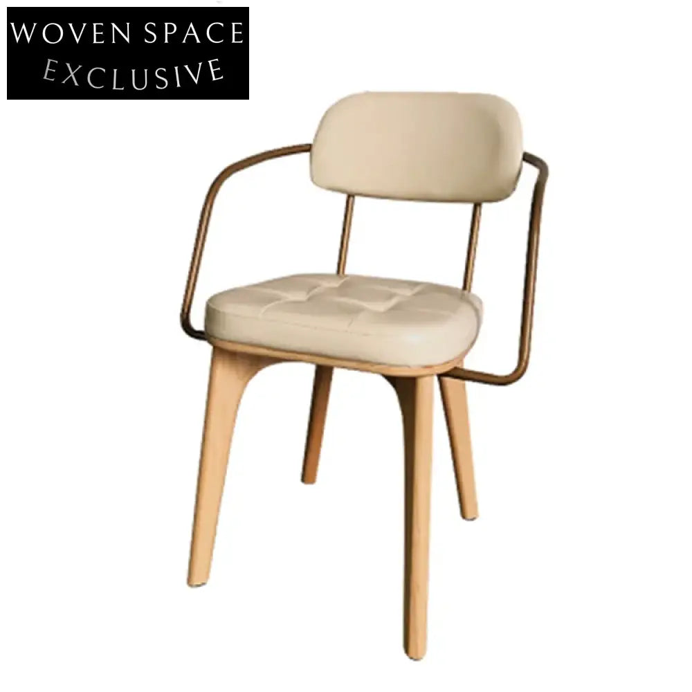 Industrial Style Metal Dining Chair, Comfortable Cushion, Solid Wooden Legs