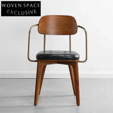 Industrial Style Metal Dining Chair, Comfortable Cushion, Solid Wooden Legs