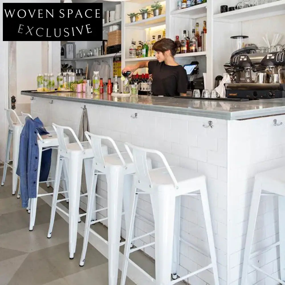 Industrial Vintage Metal Stackable High Barstool Chair for Kitchen & Bar