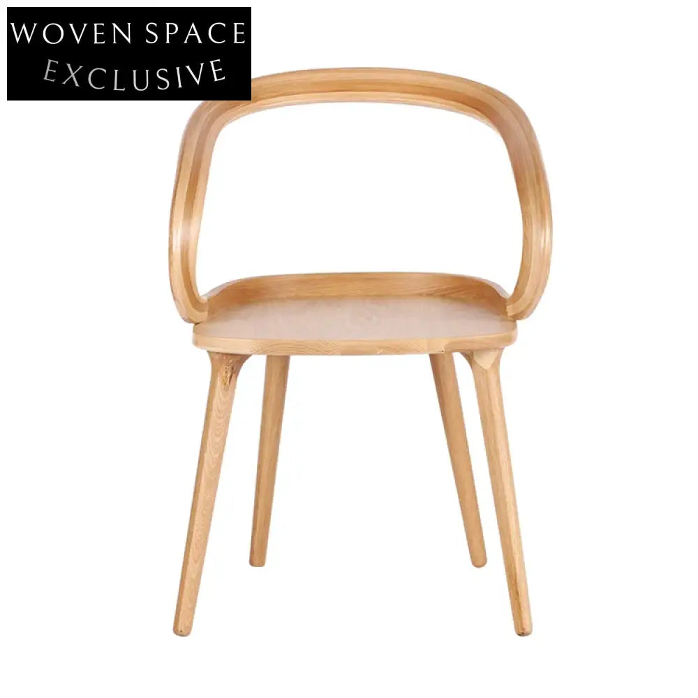 Innovative Hand-Made Curved Backrest Solid Ash Wood Restaurant Dining Chair