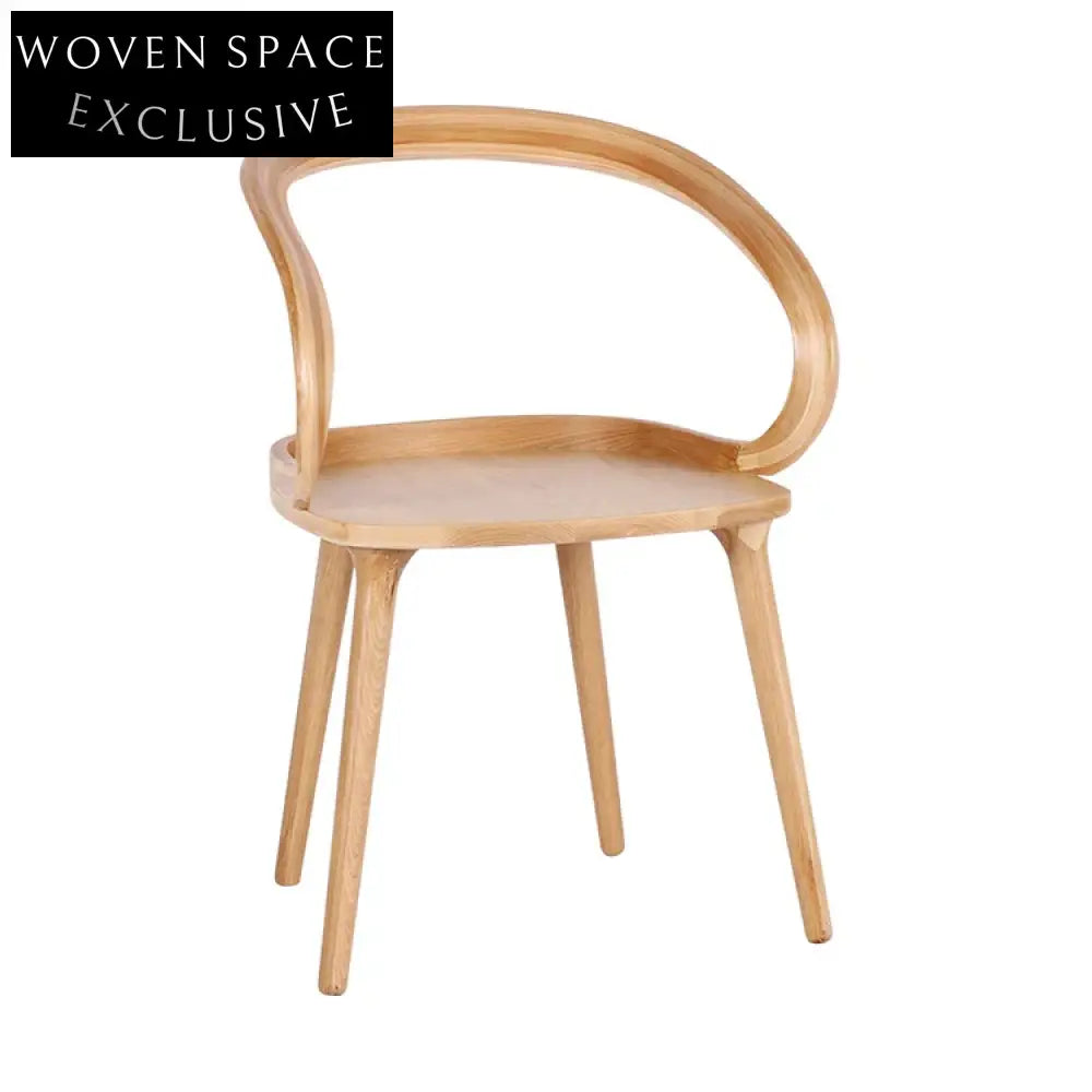 Innovative Hand-Made Curved Backrest Solid Ash Wood Restaurant Dining Chair