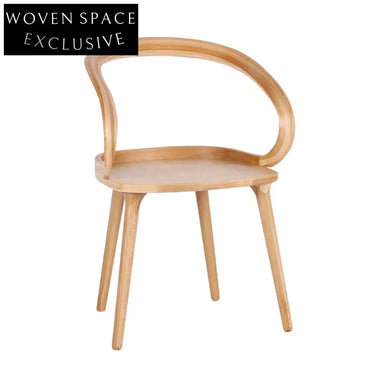 Innovative Hand-Made Curved Backrest Solid Ash Wood Restaurant Dining Chair