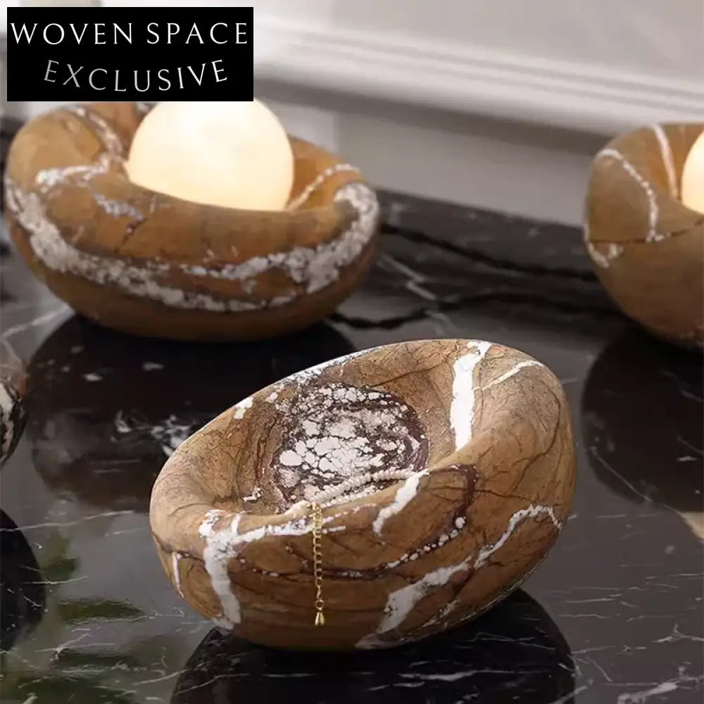 Irregular Textured Marble Fruit Serving Tray - Modern Decorative Platter