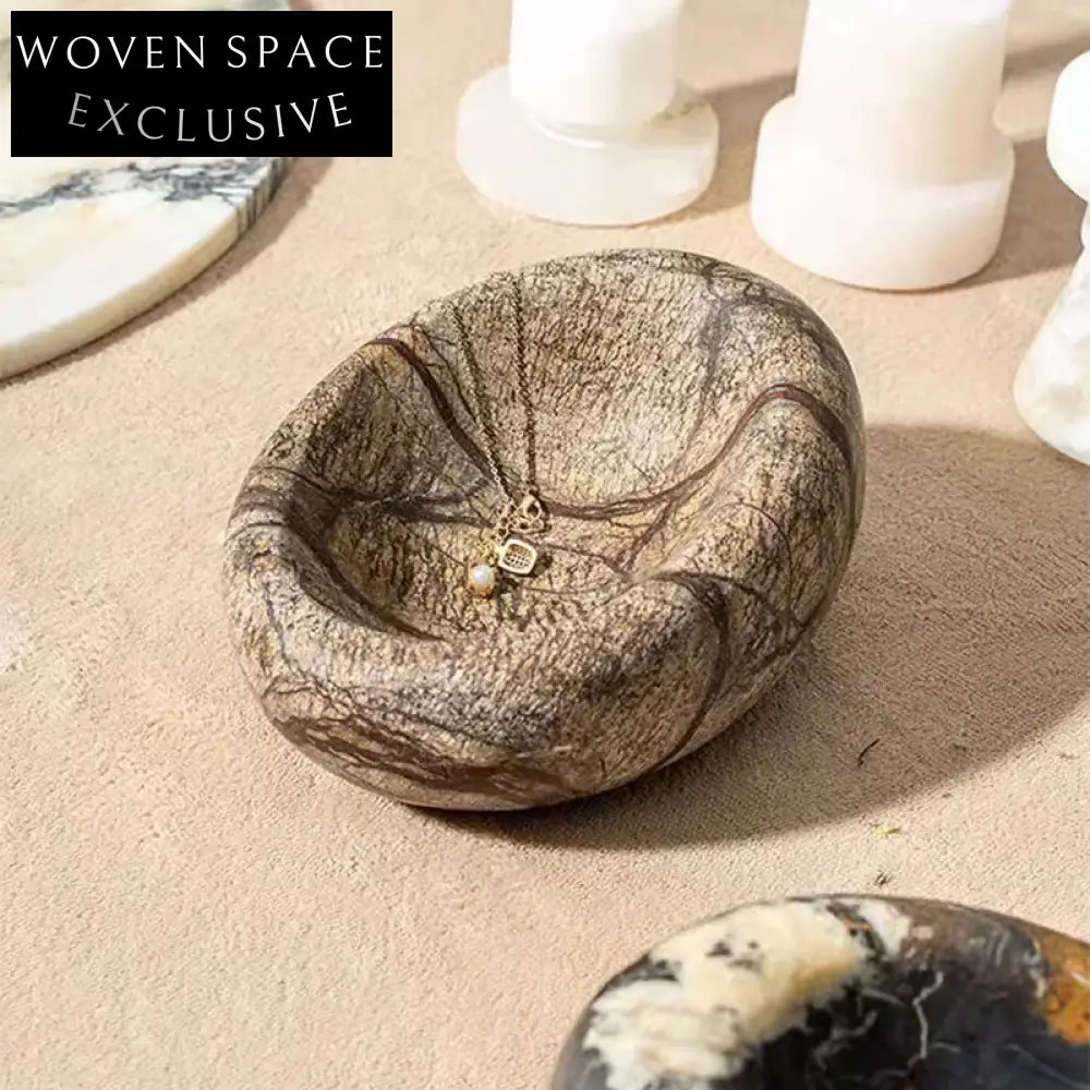 Irregular Textured Marble Fruit Serving Tray - Modern Decorative Platter