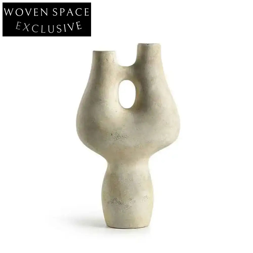 Irregular Two-Hole Ceramic Tabletop Vase for Modern Nordic Home Decor
