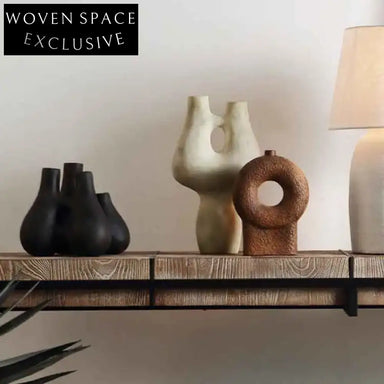 Irregular Two-Hole Ceramic Tabletop Vase for Modern Nordic Home Decor