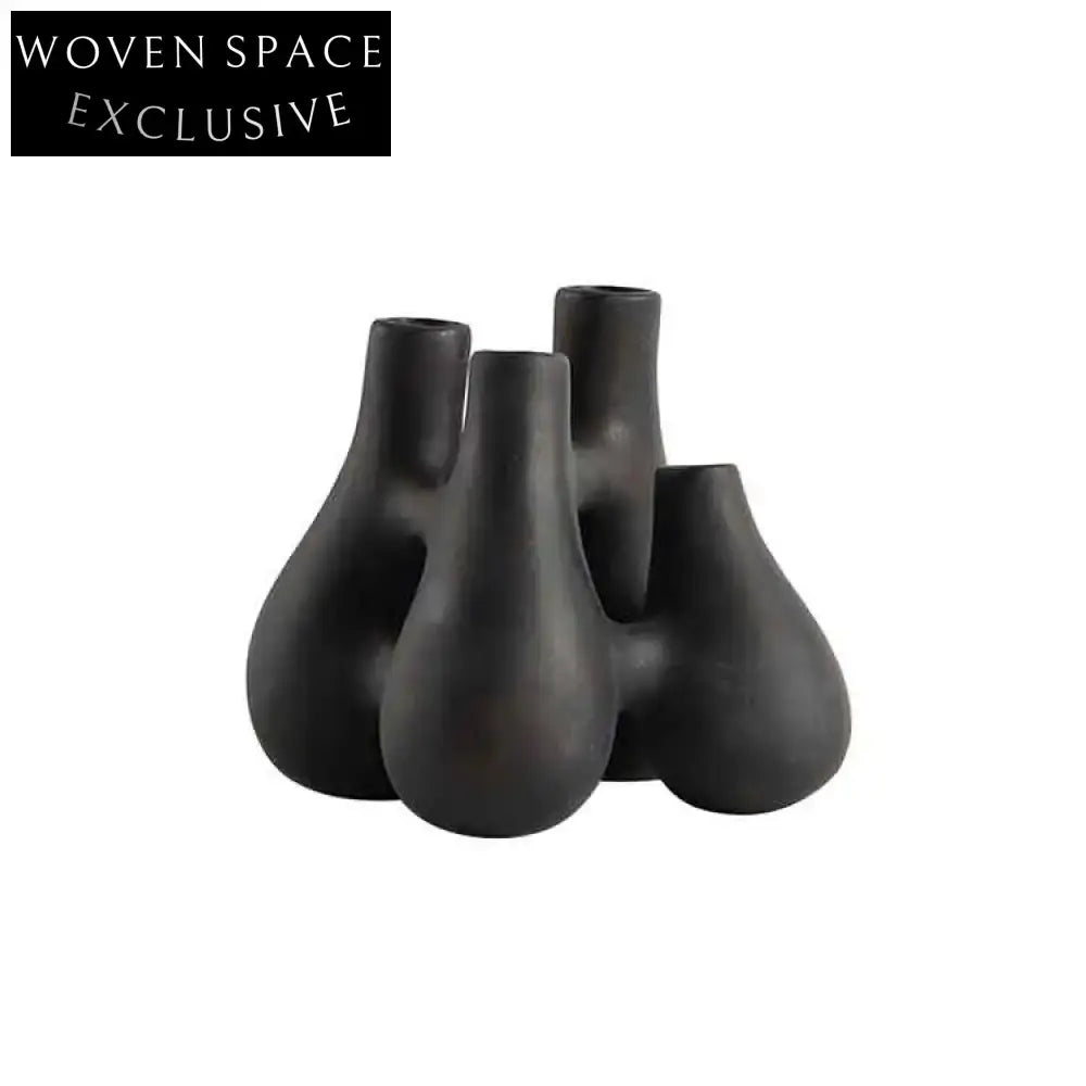 Irregular Two-Hole Ceramic Tabletop Vase for Modern Nordic Home Decor