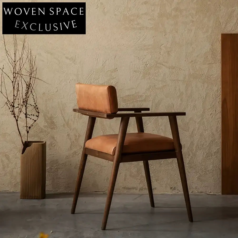 Isolde Genuine Leather Teak Wood Dining Chair Nostalgic Black / Shipping in June-July