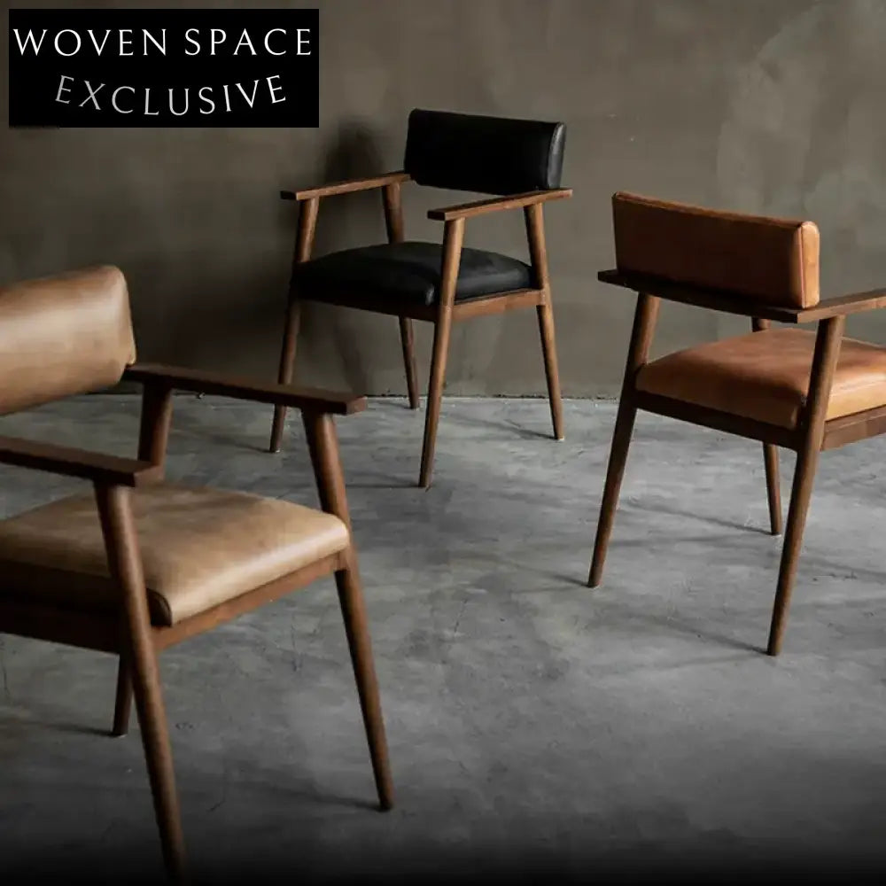 Isolde Genuine Leather Teak Wood Dining Chair Nostalgic Black / Shipping in June-July