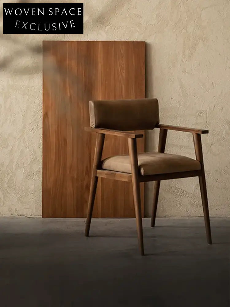 Isolde Genuine Leather Teak Wood Dining Chair Nostalgic Black / Shipping in June-July