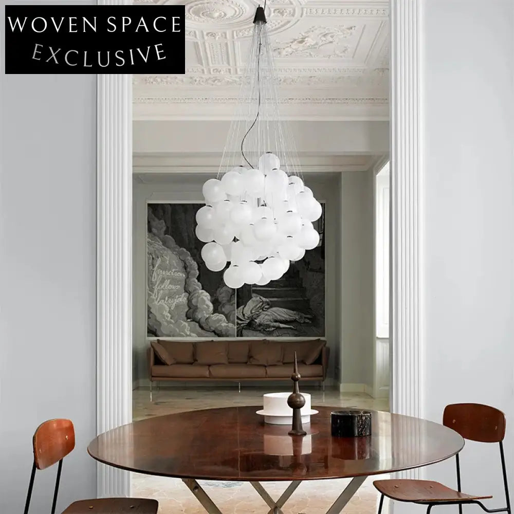 Italian Bubble Frosted Glass LED Staircase Chandelier for Elegant Living Spaces