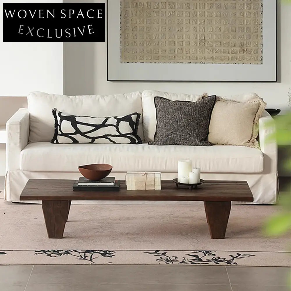 Italian Design Light Luxury Vintage Wood Frame Living Room Hotel Coffee Table